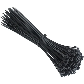 Пластиковая нейлоновая кабельная стяжка 100 шт, черное фиксирующее кольцо для кабельной стяжки 5X300, застежка-молния для кабельной стяжки 3X200 с самоблокирующейся нейлоновой кабельной стяжкой 5X200