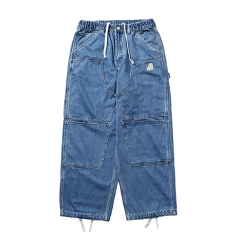 Новое поступление, фирменные джинсы, Японский CityBoy, Широкие Брюки, Свободная Рабочая Одежда для мужчин