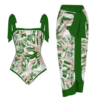 2023 Винтажные пляжные наряды для женщин, купальники, Цельный купальник-Монокини, Роскошные Танкини, Сексуальная пляжная одежда с цветочным принтом