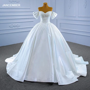RSM67397 новое свадебное платье 2021 свадебное бальное платье плюс размер элегантное свадебное платье с открытыми плечами и жемчугом свадебное платье атлас