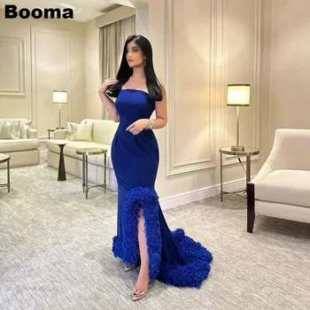 Вечерние платья Booma Blue Mermaid Без бретелек с разрезом по бокам, Платья для официальных мероприятий С оборками, Тюлевый шлейф, Платья для выпускного вечера в Саудовской Аравии