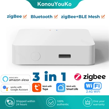 Tuya Умный Дом ZigBee 3,0 Многорежимный Шлюз-Концентратор Bluetooth Сетка WiFi Беспроводной Мост Smart Life Пульт Дистанционного Управления Для Alexa Google