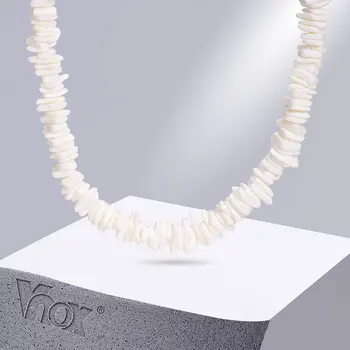 Vnox Нерегулярные Ожерелья в виде Ракушек для Женщин и Мужчин, Богемное Этническое Натуральное Квадратное Ожерелье из бисера в виде Ракушки, Летнее Праздничное Колье