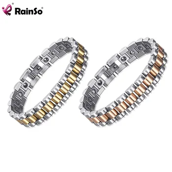 RainSo 99,99% Браслет из чистого германия для женщин и мужчин, Корейский Популярный Магнитный браслет из нержавеющей Стали, исцеляющий Подарки для пары