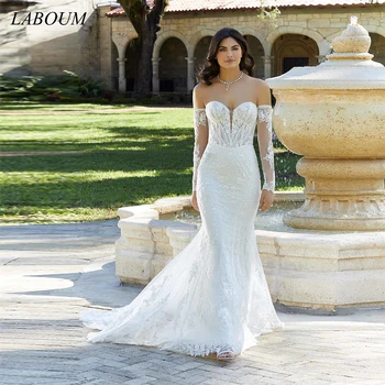 Laboum, Свадебные платья в виде сердца, 2023, Съемные Кружевные Платья с длинными рукавами на заказ, vestidos de novia