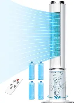 Испарительный воздухоохладитель, 42-ДЮЙМОВЫЙ воздухоохладитель для помещения площадью до 250 кв. Футов, Болотный охладитель с 3 скоростями и 4 режимами, Сенсорный светодиодный экран, Ват