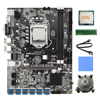 12 Карт GPU B75 BTC Материнская плата для майнинга + процессор + Вентилятор + Термопластичная панель + 4G DDR3 RAM + Кабель SATA 12 USB3.0 (PCIE) LGA1155 DDR3 SATA3.0
