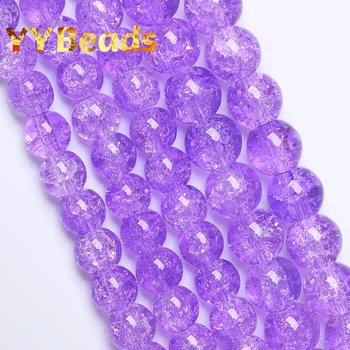 Натуральный фиолетовый Треснувший Кристалл, Каменные Бусины, Круглые Свободные Бусины-разделители для изготовления ювелирных изделий, браслеты 