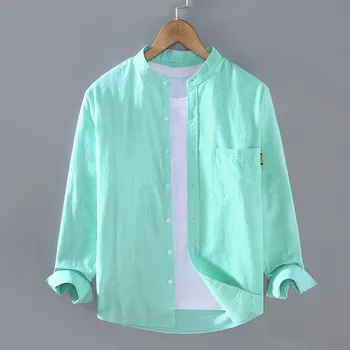 Винтажная вельветовая рубашка для мужчин, Элегантный кардиган с карманами и пуговицами, топы, однотонная модная рубашка с длинными рукавами и Круглым вырезом