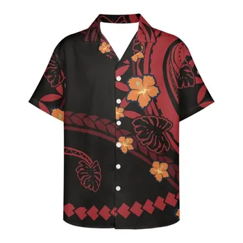 Мужская Гавайская рубашка Для летнего пляжного отдыха, Однобортный топ в стиле ретро с лацканами и короткими рукавами, повседневный и удобный китайский стиль