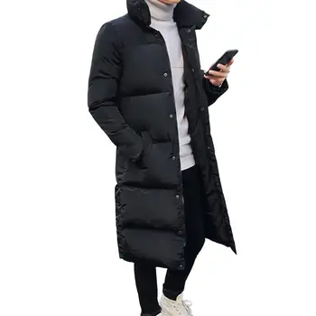 Стильное пальто с капюшоном, супер мягкая Однобортная зимняя Ветровка на молнии с хлопковой подкладкой, мужская куртка с защитой от холода