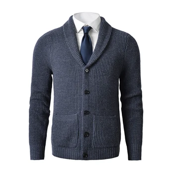 Высококачественный Мужской свитер-кардиган, приталенный Вязаный шерстяной свитер Ted на пуговицах с карманами, осенне-зимний комплект, свитшот
