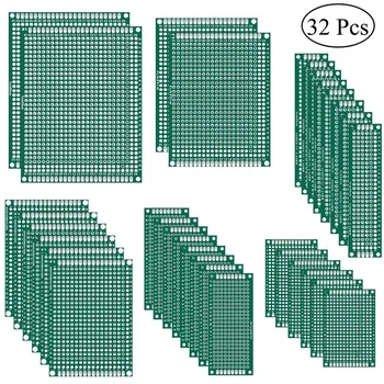 32шт Двухсторонние Комплекты Прототипов печатных плат 6 Размеров Универсальная Печатная плата Protoboard для проекта Пайки DIY для Arduino