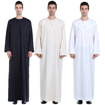 Мужчины Thobe Thoub Исламский Мусульманский Арабский Кафтан С Длинным Рукавом Jubba Саудовская Аравия Халат Daffah Турецкий Кафтан Мусульманская Одежда Abaya