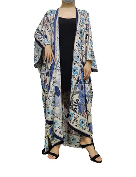 Африканская одежда для женщин Плюс богемные летние купальники, Кимоно для леди, Популярная Кувейтская одежда из шелкового Кафтана Абайя
