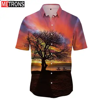 2023 Крутые Мужские Рубашки Летние Рубашки Мужские Гавайские Для Отдыха Уличная Мода С Коротким Рукавом Звездное Небо Дерево Пляжный Отдых Вечеринка