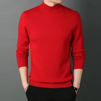 Мужские толстые свитера с высоким воротом, новинка 2023 года, осенне-зимняя однотонная модная нижняя рубашка zde1664