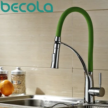 Смеситель для кухни Becola, установленный на бортике, Смеситель для раковины, кран для горячей и холодной воды, Зеленый кран B-9205G