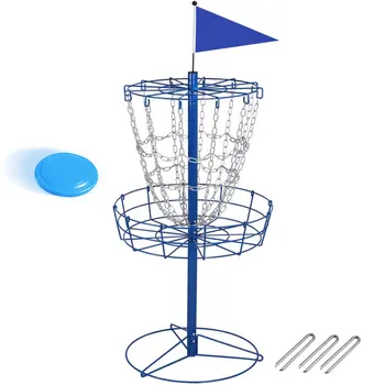 Корзина для гольфа - легкая портативная тренировочная мишень с двойными цепями, стальные дисковые мишени для гольфа
