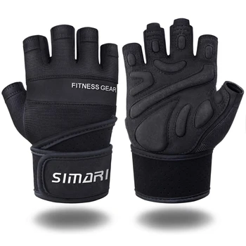 Перчатки для занятий тяжелой атлетикой, дышащие тренировочные перчатки на половину пальца, противоскользящие перчатки для гантелей, удлиняющие браслет для поддержки запястья