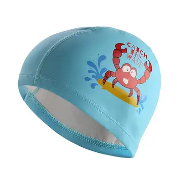 Детская милая Мультяшная шапочка для плавания, Водонепроницаемая Высокоэластичная шапочка для плавания с защитой ушей для мальчиков и девочек