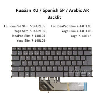 Клавиатура для ноутбука Lenovo IdeaPad Yoga Slim 7-14ARE05 7-14IIL05 7-14ITL05 7-14ITL5, Ducati 5, С подсветкой, Испанский, Русский, Арабский