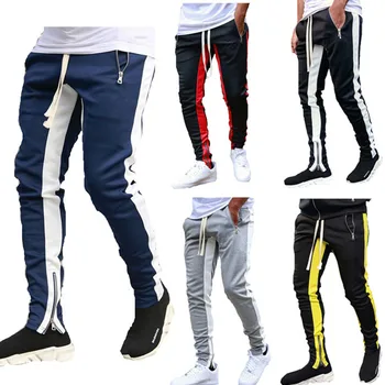 Мужские Спортивные штаны для бега Трусцой, дышащие спортивные штаны с карманом на молнии, спортивные футбольные брюки для бега, черные