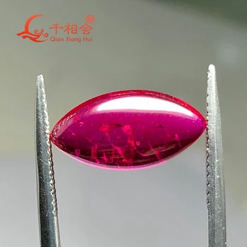 кабошон с плоской задней частью, искусственный рубиново-красный цвет, включая незначительные трещины и включения, корунд, незакрепленный драгоценный камень