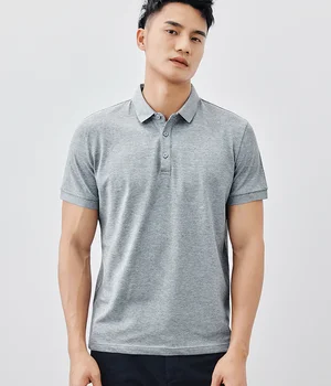Y1009 Мужская повседневная рубашка поло с короткими рукавами, мужская летняя новая однотонная футболка с отворотом и короткими рукавами.