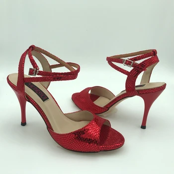 Новая обувь для танцев Аргентинского танго, обувь для вечеринок, свадебные туфли, кожаная подошва T62102RSL, каблук 9 см, 7,5 см, в наличии бесплатная доставка