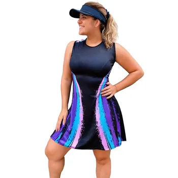 Женское спортивное теннисное платье, Летнее спортивное платье без рукавов с шортами, костюм для бадминтона, Эластичный костюм для фитнеса, Теннисное платье для гольфа