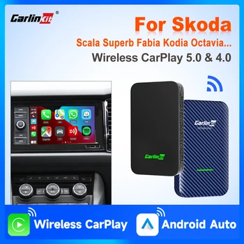 Беспроводной Адаптер CarPlay CarlinKit 5,0 и 4,0 Беспроводной Android Auto BT С автоматическим подключением Для Skoda Rapid Karoq Fabia Kamiq Superb Enyaq