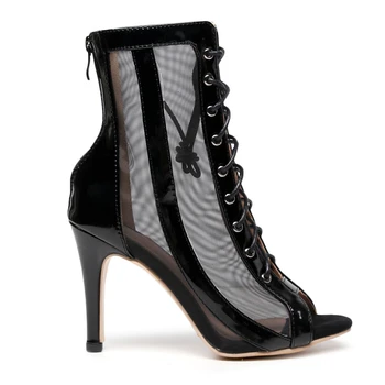 2022 Новые женские ботинки для латиноамериканских танцев, Черные туфли для танцев Бачата Сальса для женщин, обувь для бальных танцев на высоком каблуке, Обувь с высоким берцем для улицы