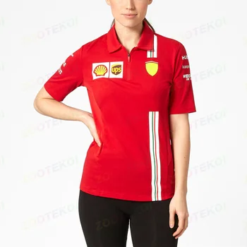 Женская футболка поло команды 2023 F1 Racing Motorcycle с коротким рукавом, футболка магазина Formula One Team, сухая и дышащая