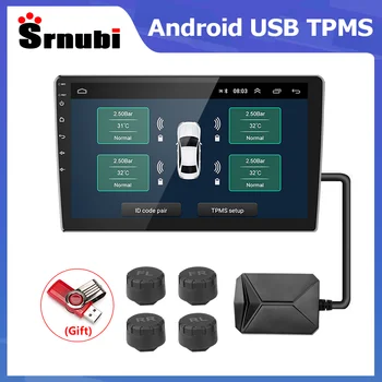 Smart USB Android Беспроводная Система Контроля давления в шинах TPMS 5V Внутренняя Внешняя для Навигации Автомобильный Радиоприемник Дисплей Сигнализации