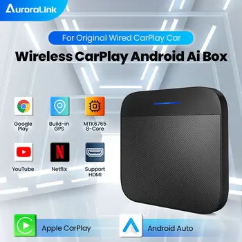 Беспроводной адаптер CarPlay для AuroraLink CarPlay Ai Box, Беспроводной пользовательский интерфейс Android, Мобильные приложения Netflix YouTube 4G LTE GPS