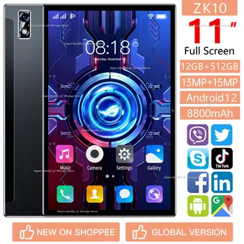 2023 Новый 11-дюймовый Планшетный ПК Android12 RAM 12GB + 512GB ROM Планшет 4G/5G с двумя SIM-картами Телефонный звонок GPS Bluetooth WiFi Google Планшетный ПК
