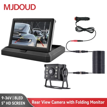 Автомобильная камера заднего вида MJDOUD с откидным монитором для парковки грузовиков 5-дюймовый HD-экран со светодиодной камерой заднего вида Простая установка