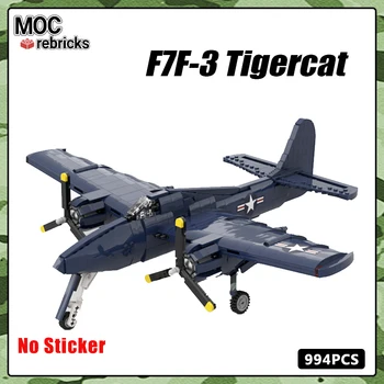 MOC Военная Серия Кирпичи F7F-3 Tigercat Ночные Разведывательные Истребители Набор Строительных Блоков DIY Игрушки для Детей Рождественские Подарки