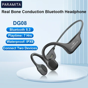Проводящие наушники PARAMITA DG08 Беспроводная Bluetooth-гарнитура с микрофоном BT 5.3 IPX7 Водонепроницаемая для занятий спортом, Бегом, Тренировками, вождением