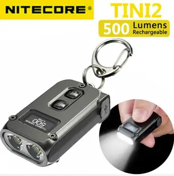 Nitecore TINI2 TINI 2 OLED-брелок-фонарик Мощностью 500 Люмен с умной двухъядерной технологией APC Sleep, использующей зарядку USB Type-C