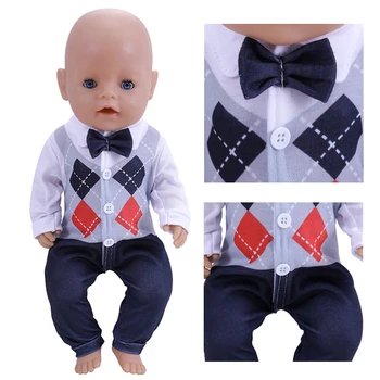 18-Дюймовая кукольная одежда, модный костюм джентльмена Baby Born, кукольная одежда, футболка 43 см, штаны, Рождественский подарок на день рождения для маленькой девочки