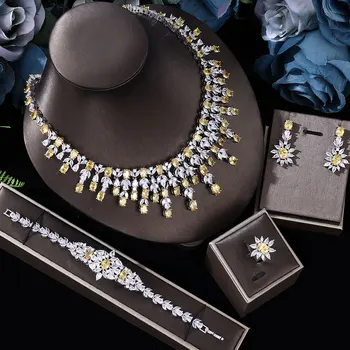 2022, Новейшее роскошное ожерелье с бриллиантами из кубического циркона, Тяжелый набор украшений для ужина, Аксессуары для свадебного платья