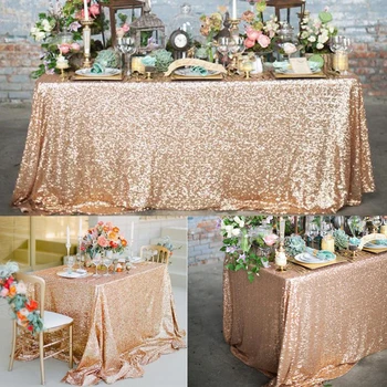 Скатерть с блестками, Прямоугольное покрытие для стола, розовое золото, Скатерть для свадьбы, дня рождения, украшения дома, индивидуальный размер