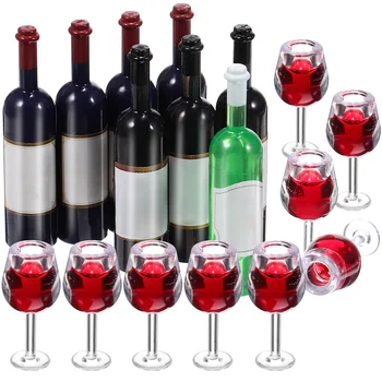 18 шт./компл., миниатюрные стаканчики для дома, Мини-чашки с красными бутылочками, кухонные принадлежности