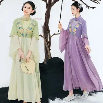 2023 платье hanfu костюм для народных танцев китайский традиционный костюм феи платье с национальной цветочной вышивкой платье восточной принцессы