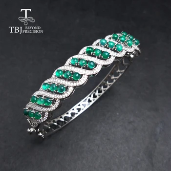 TBJ, Натуральный зеленый агат, браслет из драгоценного камня, серебро 925 пробы, ювелирные украшения классического дизайна, женский подарок на годовщину свадьбы