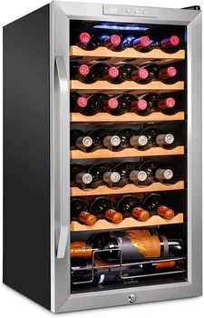 Компрессор на 28 бутылок, холодильник-охладитель вина с замком| Большой отдельно стоящий винный погреб для красного, белого, шампанского или игристого вина