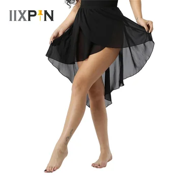 Женские балетные юбки IIXPIN, Асимметричная шифоновая юбка с боковым вырезом, Балетные костюмы, танцевальный костюм для взрослых, юбка для танцев для женщин