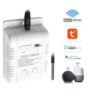 Tuya Smart Temperature Switch 16A 3000 Вт с контролем энергопотребления RF433 Интеллектуальный термостат Совместим с Alexa